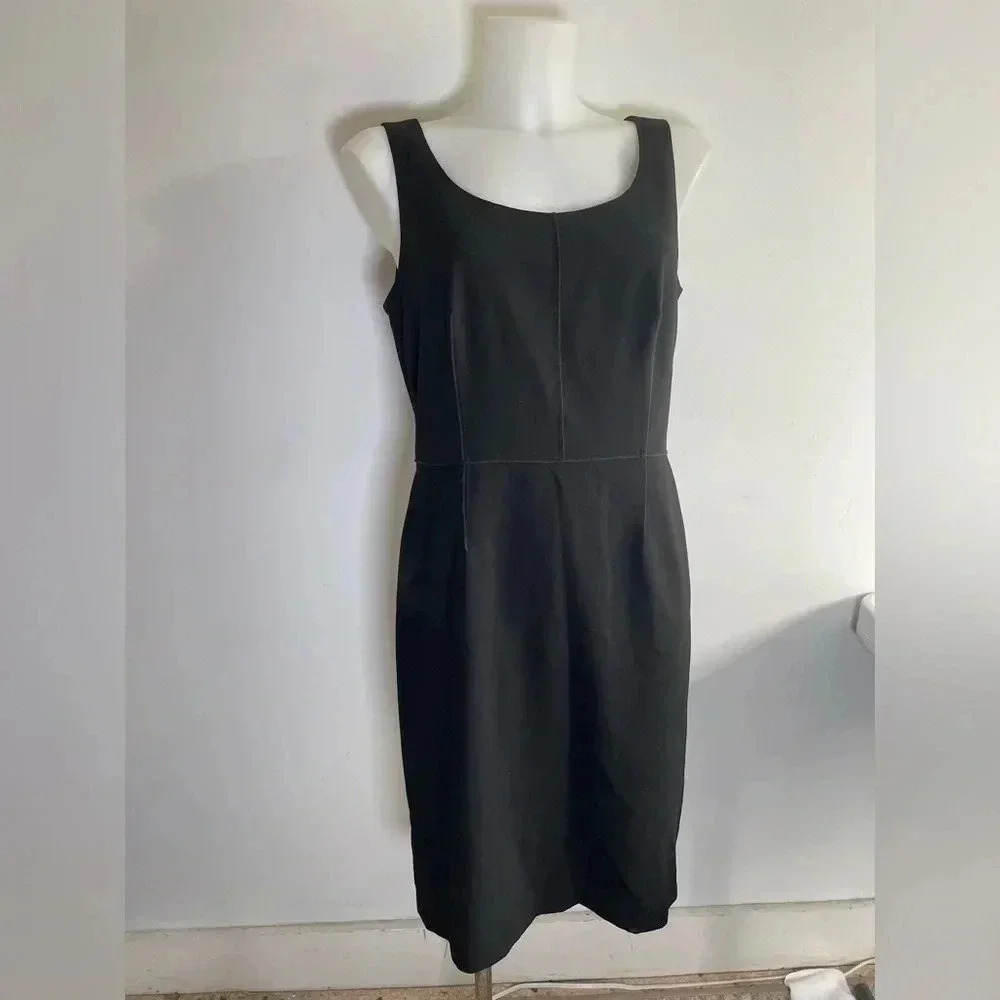 Ann Taylor Petite Black Virgin Wool Sheath Dress 10P‎ EUC 0150
